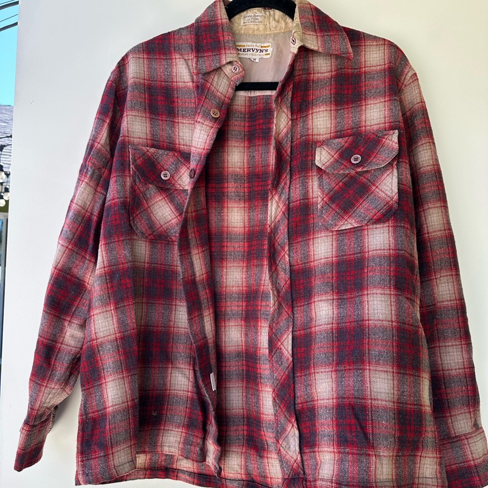 Vintage mens wool red flannel